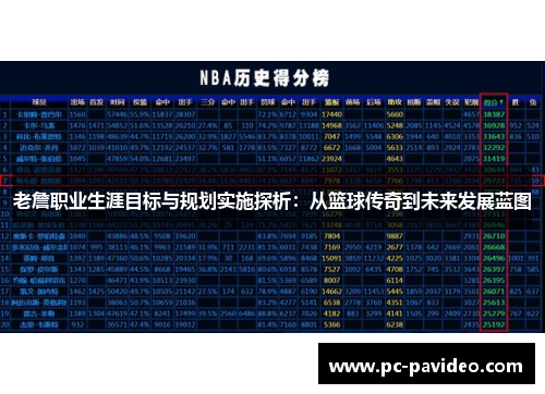 老詹职业生涯目标与规划实施探析：从篮球传奇到未来发展蓝图